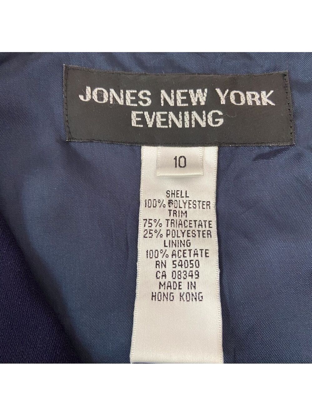 Jones New York Evening Navy Maxi Dress Size 10 Satin Band Classic Elegant - Picture 2 of 16